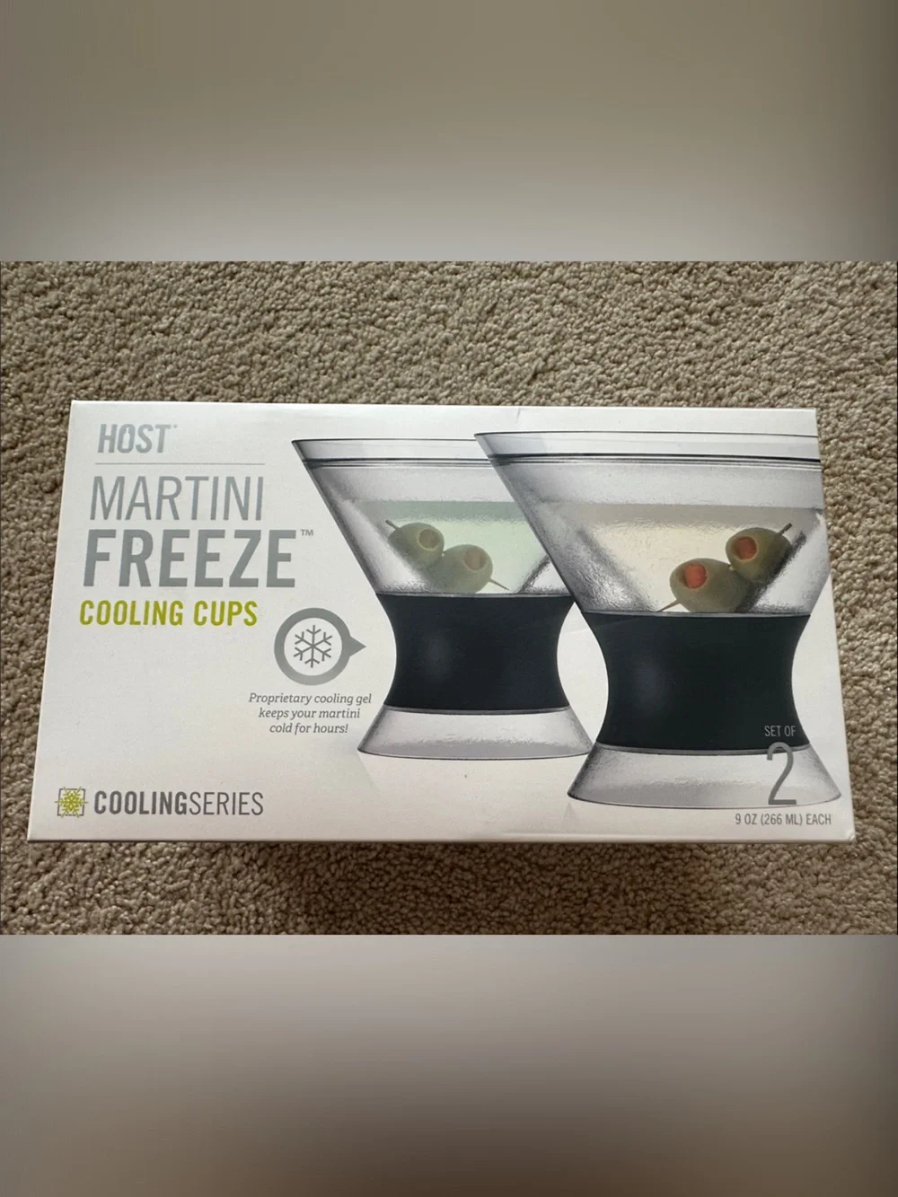 Ost Martini Freeze Cooling Cups with Black Bands (Set of 2)